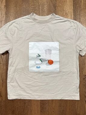 JACQUEMUS Le Shirt Tableau Still Life Art Vinyl Print Tan T Shirt Unisex XS